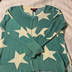 Teal and Cream Star Pattern Sweater